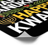 Vrolijk kerstfeest Gelukkig Chanoeka Gelukkig Kwan Poster (Hoek)