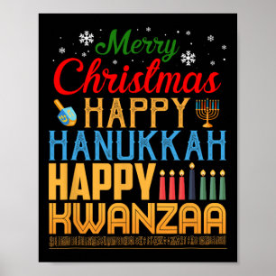 Vrolijk kerstfeest Gelukkig Chanoeka Gelukkig Kwan Poster