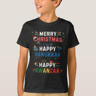 Vrolijk kerstfeest Gelukkig Chanoeka Gelukkig Kwan T-shirt