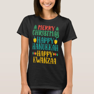 Vrolijk kerstfeest Gelukkig Chanoeka Gelukkig Kwan T-shirt