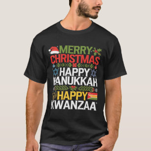 Vrolijk kerstfeest Gelukkig Chanoeka Gelukkig Kwan T-shirt