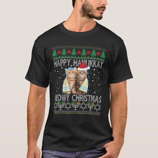 Vrolijk Kerstfeest Gelukkig Chanoeka Joodse Kerstm T-shirt (Voorkant)
