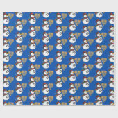 Vrolijk kerstfeest Gelukkig Chanoeka Sneeuwmannen  Cadeaupapier (Vlak)