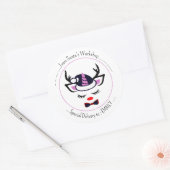 vrolijk kerstfeest. Gelukkig eenhoorn gezicht Ronde Sticker (Envelop)