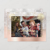 Vrolijk Kerstfeest Gelukkig Jaar Goud Grijs Glitte Briefkaart (Voorkant / Achterkant)