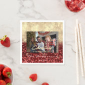 Vrolijk Kerstfeest Gelukkig Jaar Gouden Foto Rode  Servet (Insitu)