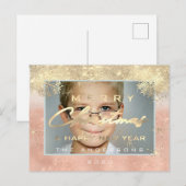Vrolijk Kerstfeest Gelukkig Jaar Gouden Foto Vreug Briefkaart (Voorkant / Achterkant)