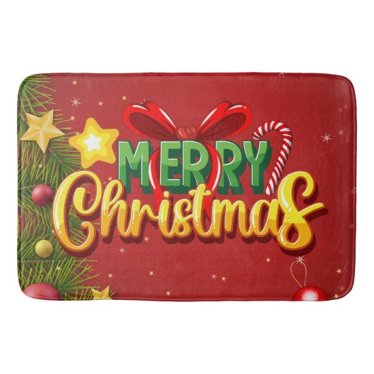 Vrolijk Kerstfeest Gelukkig Kerstmis Rood Groen Va Badmat (Voorkant)