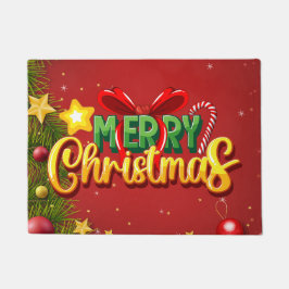 Vrolijk Kerstfeest Gelukkig Kerstmis Rood Groen Va Deurmat