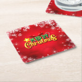 Vrolijk Kerstfeest Gelukkig Kerstmis Rood Groen Va Kartonnen Onderzetters (Schuin)