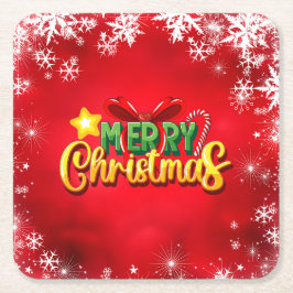 Vrolijk Kerstfeest Gelukkig Kerstmis Rood Groen Va Kartonnen Onderzetters