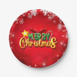 Vrolijk Kerstfeest Gelukkig Kerstmis Rood Groen Va Papieren Bordje