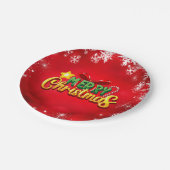 Vrolijk Kerstfeest Gelukkig Kerstmis Rood Groen Va Papieren Bordje (Gekanteld)