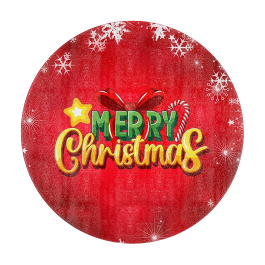 Vrolijk Kerstfeest Gelukkig Kerstmis Rood Groen Va Snijplank (Voorkant)