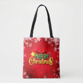 Vrolijk Kerstfeest Gelukkig Kerstmis Rood Groen Va Tote Bag (Voorkant)