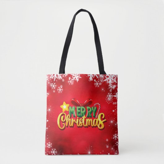 Vrolijk Kerstfeest Gelukkig Kerstmis Rood Groen Va Tote Bag (Voorkant)