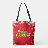 Vrolijk Kerstfeest Gelukkig Kerstmis Rood Groen Va Tote Bag (Achterkant)