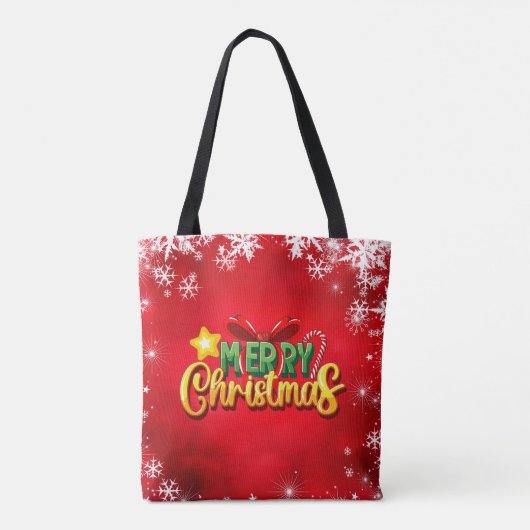 Vrolijk Kerstfeest Gelukkig Kerstmis Rood Groen Va Tote Bag (Achterkant)