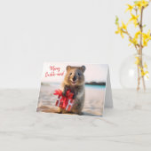 Vrolijk Kerstfeest Gelukkig Lachend Quokka Selfie  Kaart (Gele Bloem)