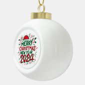 Vrolijk Kerstfeest Gelukkig Nieuwjaar 2024 Keramische Bal Ornament (Rechts)