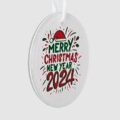Vrolijk Kerstfeest Gelukkig Nieuwjaar 2024 Ornament (voorkant)