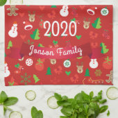 Vrolijk Kerstfeest & Gelukkig Nieuwjaar 2024 XMAS  Theedoek (Gevouwen)