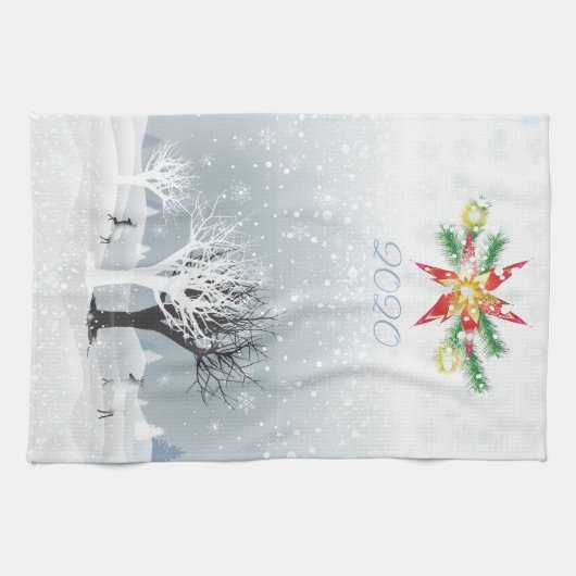 Vrolijk Kerstfeest & Gelukkig Nieuwjaar! 2024 XMAS Theedoek (Horizontaal)