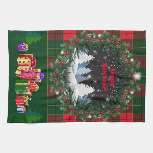 Vrolijk Kerstfeest & Gelukkig Nieuwjaar 2025 Sneeu Theedoek (Horizontaal)