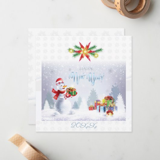 Vrolijk Kerstfeest & Gelukkig Nieuwjaar! 20XX XMAS Notitiekaartje (Voorkant / Achterkant in situ)