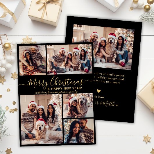 Vrolijk Kerstfeest Gelukkig Nieuwjaar 5 Fotocollag Feestdagenkaart