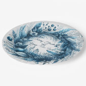 Vrolijk Kerstfeest Gelukkig Nieuwjaar Blauwe Krans Papieren Bordje (Gekanteld)