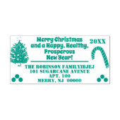 Vrolijk Kerstfeest Gelukkig Nieuwjaar Boom Candy C Zelfinktende Stempel (Design)
