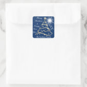 Vrolijk Kerstfeest & Gelukkig Nieuwjaar Boom Navy  Vierkante Sticker (Tas)