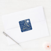 Vrolijk Kerstfeest & Gelukkig Nieuwjaar Boom Navy  Vierkante Sticker (Envelop)
