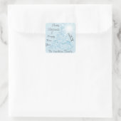 Vrolijk Kerstfeest & Gelukkig Nieuwjaar Boom Water Vierkante Sticker (Tas)