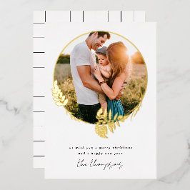 Vrolijk Kerstfeest Gelukkig Nieuwjaar Botanische f Folie Feestdagenkaart