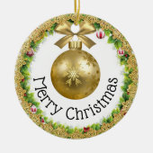 Vrolijk Kerstfeest Gelukkig Nieuwjaar Cadeau Keramisch Ornament (Voorkant)