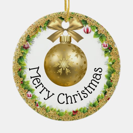 Vrolijk Kerstfeest Gelukkig Nieuwjaar Cadeau Keramisch Ornament (Voorkant)