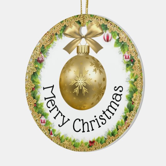 Vrolijk Kerstfeest Gelukkig Nieuwjaar Cadeau Keramisch Ornament (Links)