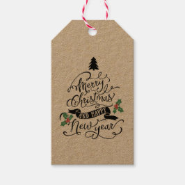 Vrolijk Kerstfeest & Gelukkig Nieuwjaar Cadeau Lab Cadeaulabel