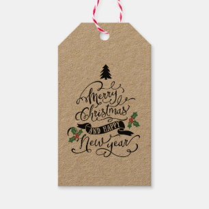 Vrolijk Kerstfeest & Gelukkig Nieuwjaar Cadeau Lab Cadeaulabel