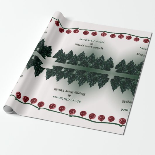 Vrolijk kerstfeest, gelukkig nieuwjaar cadeaupapier (Uitgerold)