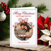 Vrolijk Kerstfeest Gelukkig Nieuwjaar Coquette Bow Feestdagen Kaart