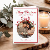 Vrolijk Kerstfeest Gelukkig Nieuwjaar Coquette Bow Feestdagen Kaart