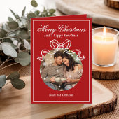 Vrolijk Kerstfeest Gelukkig Nieuwjaar Coquette Bow Feestdagen Kaart