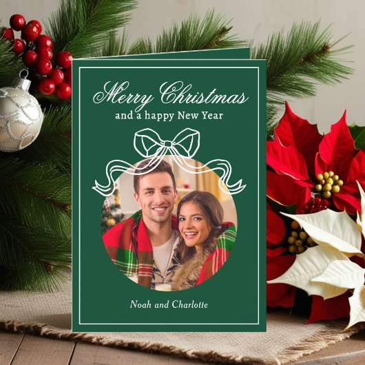 Vrolijk Kerstfeest Gelukkig Nieuwjaar Coquette Bow Feestdagen Kaart