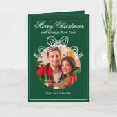 Vrolijk Kerstfeest Gelukkig Nieuwjaar Coquette Bow Feestdagen Kaart (Voorkant)