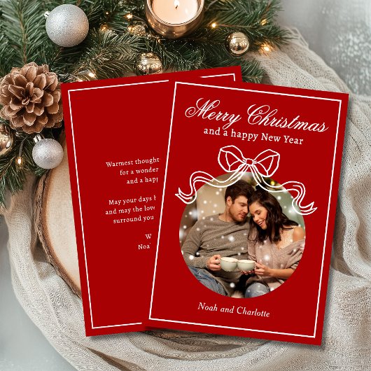 Vrolijk Kerstfeest Gelukkig Nieuwjaar Coquette Bow Feestdagenkaart