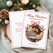 Vrolijk Kerstfeest Gelukkig Nieuwjaar Coquette Bow Feestdagenkaart