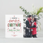 Vrolijk Kerstfeest Gelukkig Nieuwjaar Custom Photo Feestdagenkaart (Staand voorkant)